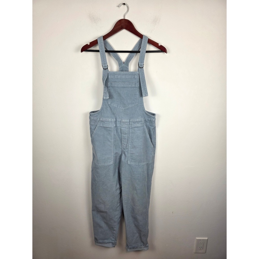 Aerie Light Blue Corduroy Overalls Cotton Raw Hem Women's Size XS‎